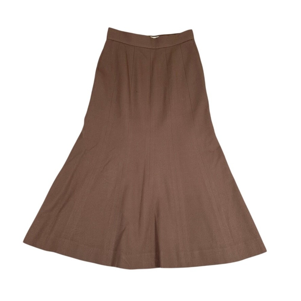 Vintage Kanebo Emma for I Magnin Brown Wool Midi Skirt Made in Japan Size 6